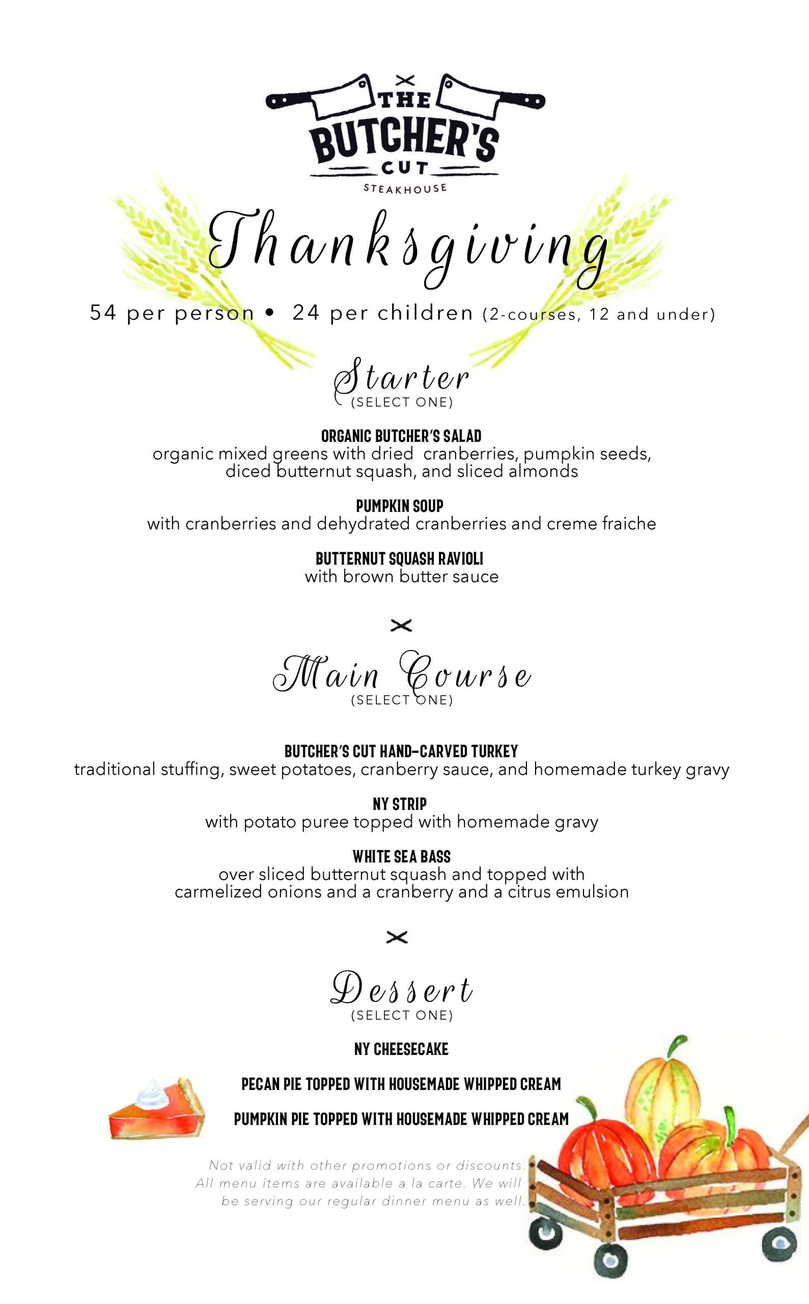 Holiday Menu - Butcher's Cut Steakhouse of San Diego
